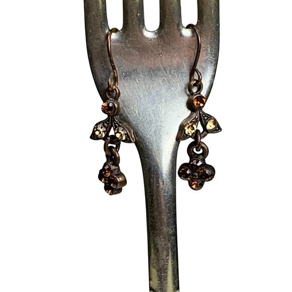 Bundle of 4 Brown Crystal & Bead Cluster Earrings Vintage Style Boho Statement - Picture 4 of 10